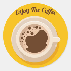 Hot Cup Koffie Design Papier Shop Drink Ronde Sticker