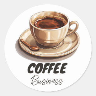Hot Cup Koffiewinkel Cafe Business Ronde Sticker