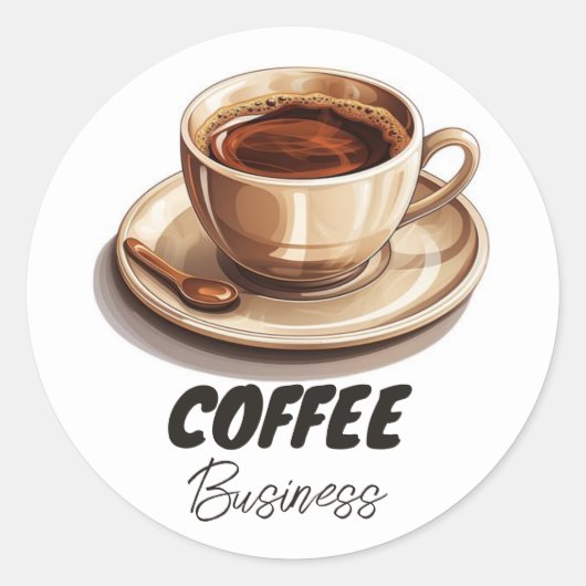 Hot Cup Koffiewinkel Cafe Business Ronde Sticker (Voorkant)