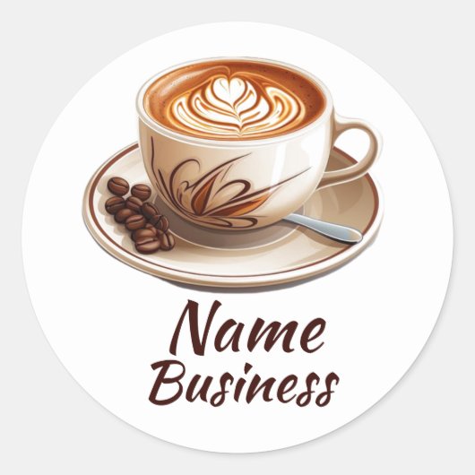 Hot Cup Koffiewinkel Cafe Business Ronde Sticker (Voorkant)