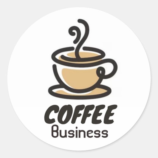 Hot Cup Koffiewinkel Cafe Business Ronde Sticker (Voorkant)