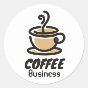 Hot Cup Koffiewinkel Cafe Business Ronde Sticker