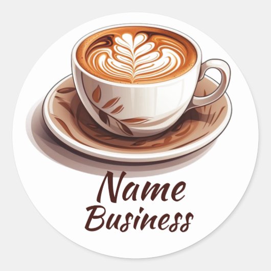 Hot Cup Koffiewinkel Cafe Business Ronde Sticker (Voorkant)