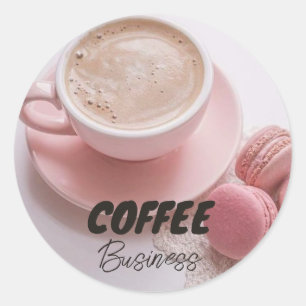 Hot Cup Koffiewinkel Cafe Business Ronde Sticker