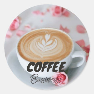 Hot Cup Koffiewinkel Cafe Business Ronde Sticker