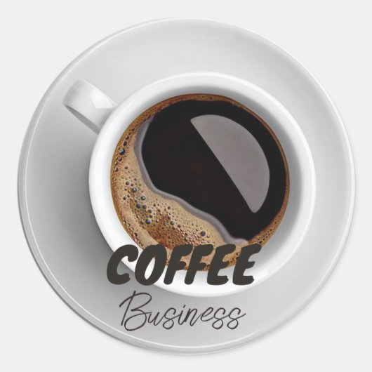 Hot Cup Koffiewinkel Cafe Business Ronde Sticker (Voorkant)