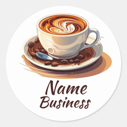 Hot Cup Koffiewinkel Cafe Business Ronde Sticker (Voorkant)