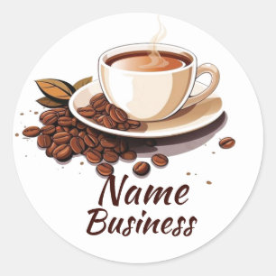 Hot Cup Koffiewinkel Cafe Business Ronde Sticker