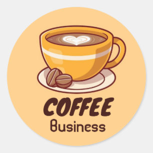 Hot Cup Koffiewinkel Cafe Business Ronde Sticker