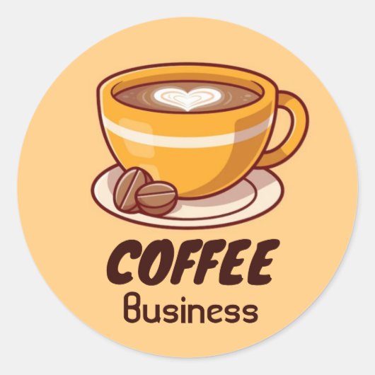 Hot Cup Koffiewinkel Cafe Business Ronde Sticker (Voorkant)