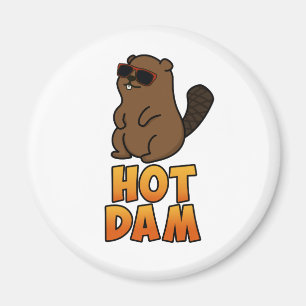 Hot Dam Funny Cool Beaver Pun Magneet