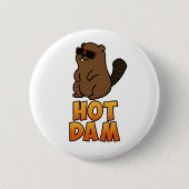 Hot Dam Funny Cool Beaver Pun Ronde Button 5,7 Cm (Voorkant)