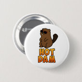 Hot Dam Funny Cool Beaver Pun Ronde Button 5,7 Cm (Voorkant /achterkant)