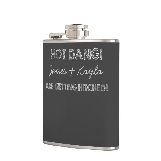 Hot Dang krijtbord bruiloft Heupfles (Links)