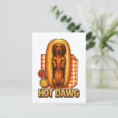 Hot Dawg Funny Dachshund Hot Dog Parody Cute Dog  Briefkaart (Staand voorkant)