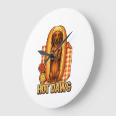 Hot Dawg Funny Dachshund Hot Dog Parody Cute Dog  Grote Klok (Hoek)