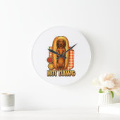 Hot Dawg Funny Dachshund Hot Dog Parody Cute Dog  Grote Klok (Huis)