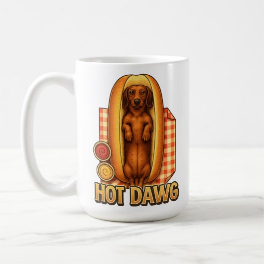Hot Dawg Funny Dachshund Hot Dog Parody Cute Dog Koffiemok (Links)