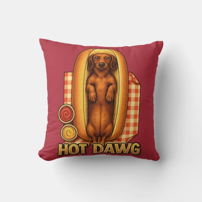 Hot Dawg Funny Dachshund Hot Dog Parody Cute Dog  Kussen (Voorkant)