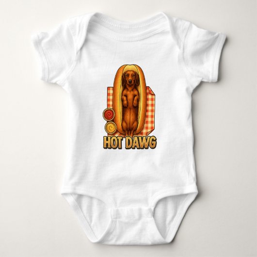 Hot Dawg Funny Dachshund Hot Dog Parody Cute Dog  Romper (Voorkant)