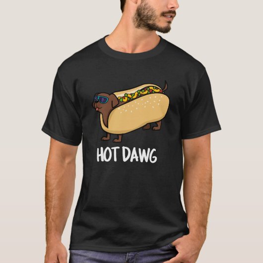 Hot-Dawg Funny Hot-Dog in een donkere longen T-shirt (Voorkant)