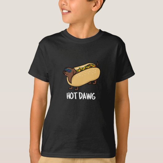 Hot-Dawg Funny Hot-Dog in een donkere longen T-shirt (Voorkant)