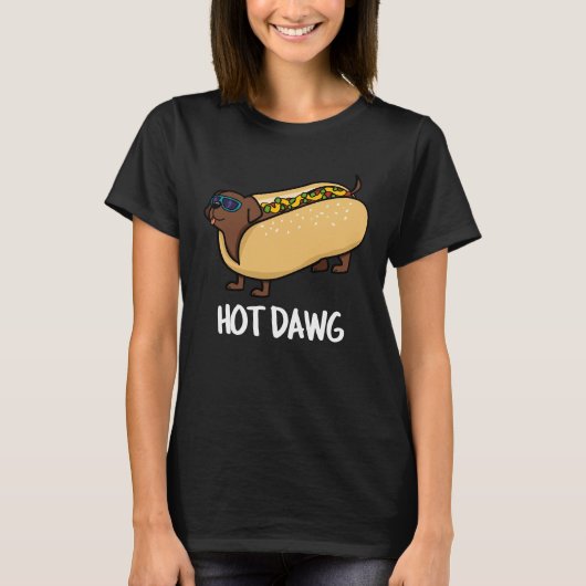Hot-Dawg Funny Hot-Dog in een donkere longen T-shirt (Voorkant)