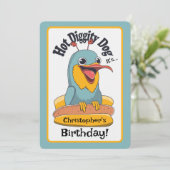Hot Diggity Dog Crazy Bird Kind Verjaardagsfeest W Kaart (Staand voorkant)