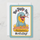 Hot Diggity Dog Crazy Bird Kind Verjaardagsfeest W Kaart (Voorkant)