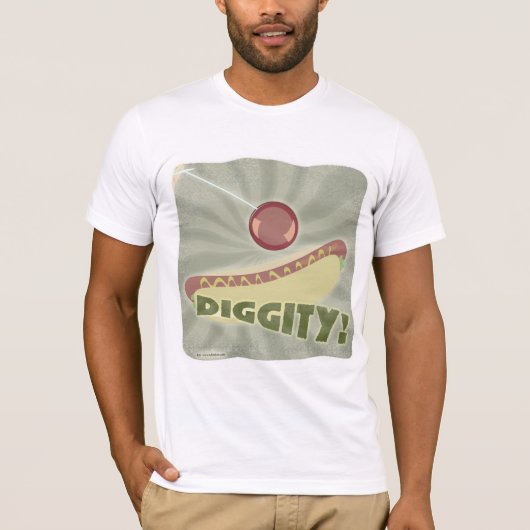 Hot Diggity Dog Fun  Cartoon Slogan Design T-shirt (Voorkant)