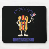 Hot Diggity Dog Juli 4e Patriotic BBQ Picnic USA Muismat (Voorkant)