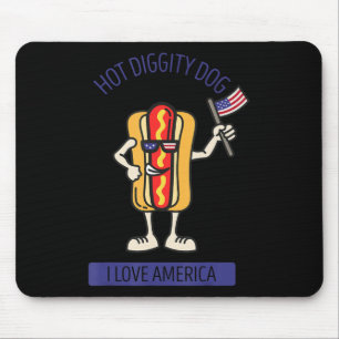 Hot Diggity Dog Juli 4e Patriotic BBQ Picnic USA Muismat
