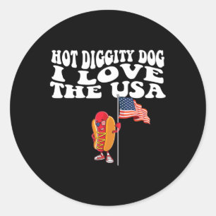 Hot Diggity Dog Verenigde Staten Amerikaanse vlag Ronde Sticker