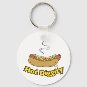 Hot-Diggity ~ Hot-dog / hot-honden Sleutelhanger