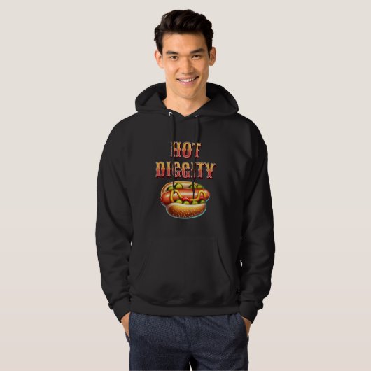 Hot Diggity | Retro hotdog Hoodie (Voorkant volledig)