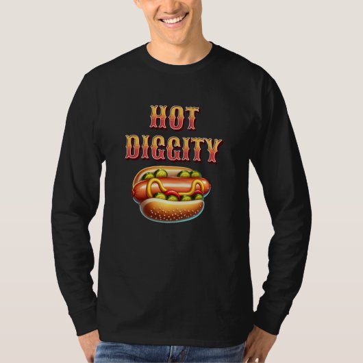 Hot Diggity | Retro hotdog T-shirt (Voorkant)