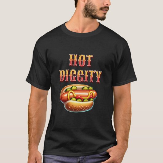 Hot Diggity | Retro Hotdog  T-shirt (Voorkant)