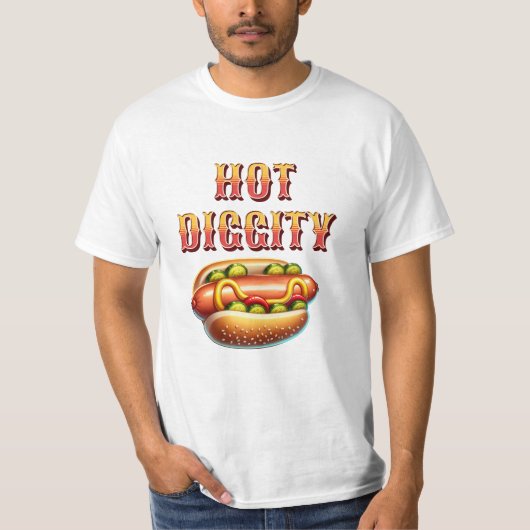 Hot Diggity | Retro hotdog T-shirt (Voorkant)