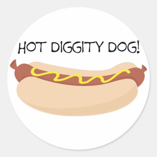 Hot Diggity Ronde Sticker (Voorkant)