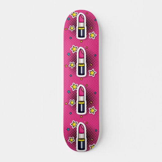 Hot Diva Girl Pop Art Lipstick Skateboard Deck (Voorkant)