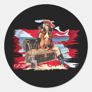 Hot Dive Babes in Bikini's Ronde Sticker