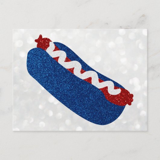 Hot Dog 4 juli Glitter Briefkaart (Voorkant)