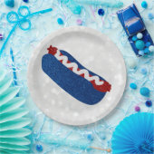 Hot Dog 4 juli Glitter Papieren Bordje (Feest)