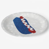 Hot Dog 4 juli Glitter Papieren Bordje (Gekanteld)
