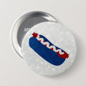Hot Dog 4 juli Glitter Ronde Button 7,6 Cm (Voorkant /achterkant)