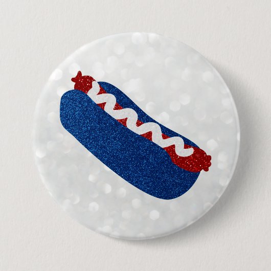 Hot Dog 4 juli Glitter Ronde Button 7,6 Cm (Voorkant)