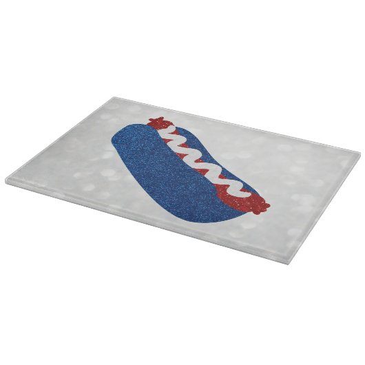 Hot Dog 4 juli Glitter Snijplank (Hoek)