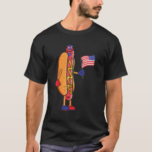 Hot dog 4 juli Zonnebril Amerikaanse vlag Patr T-shirt