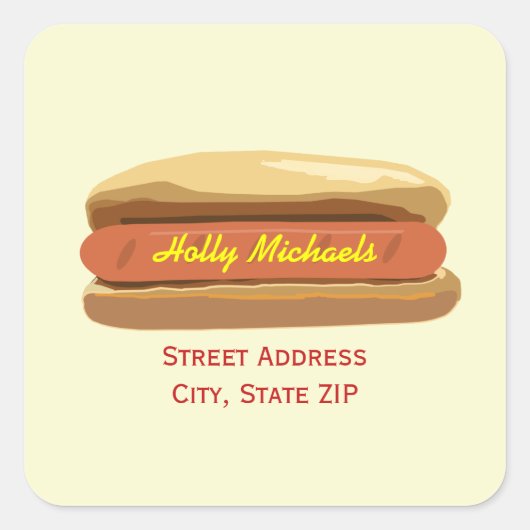 Hot Dog Adreslabel Sticker (Voorkant)