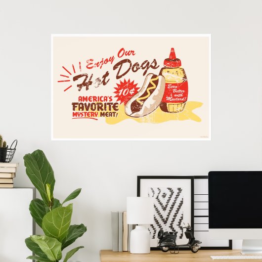 Hot-dog afdrukken poster (Thuiskantoor)